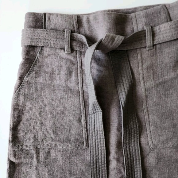 WILFRED ARITZIA Wool Blend Skirt Womens 0 Pockets Belt 27" Waist Taupe Mushroom - Picture 2 of 16